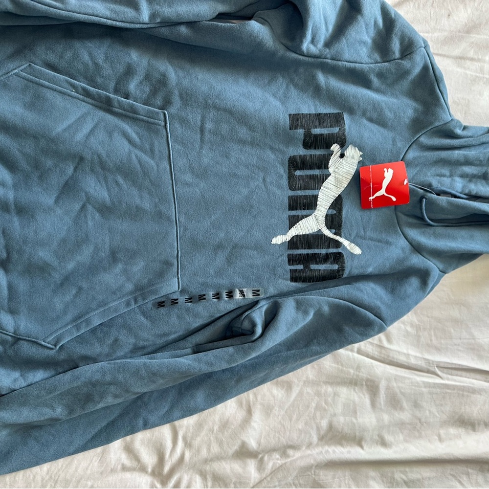 Puma Blue Hoodie with Black and White Logo